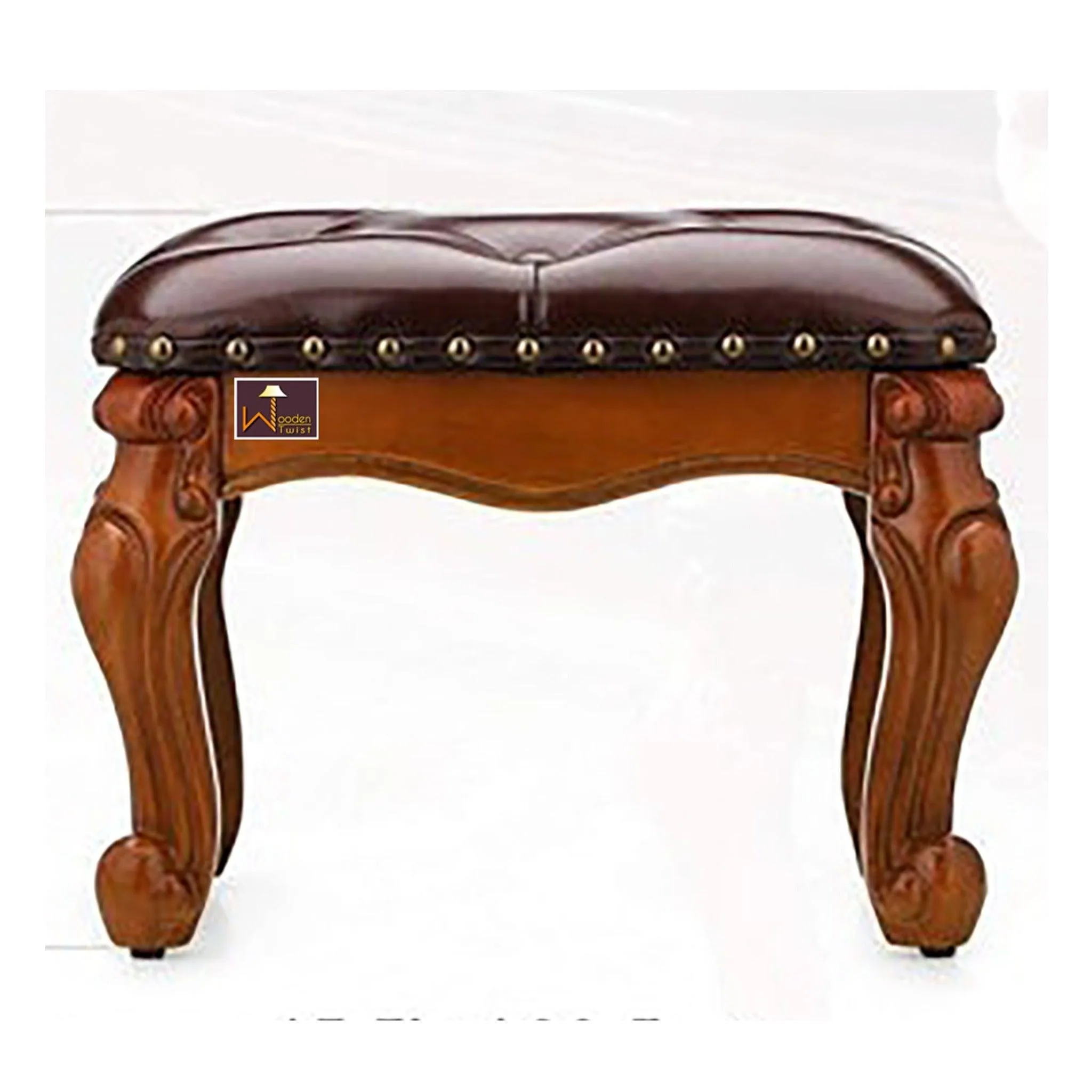 Wooden Twist Squat Teak Wood Small Footrest Pouf & Ottoman Stool