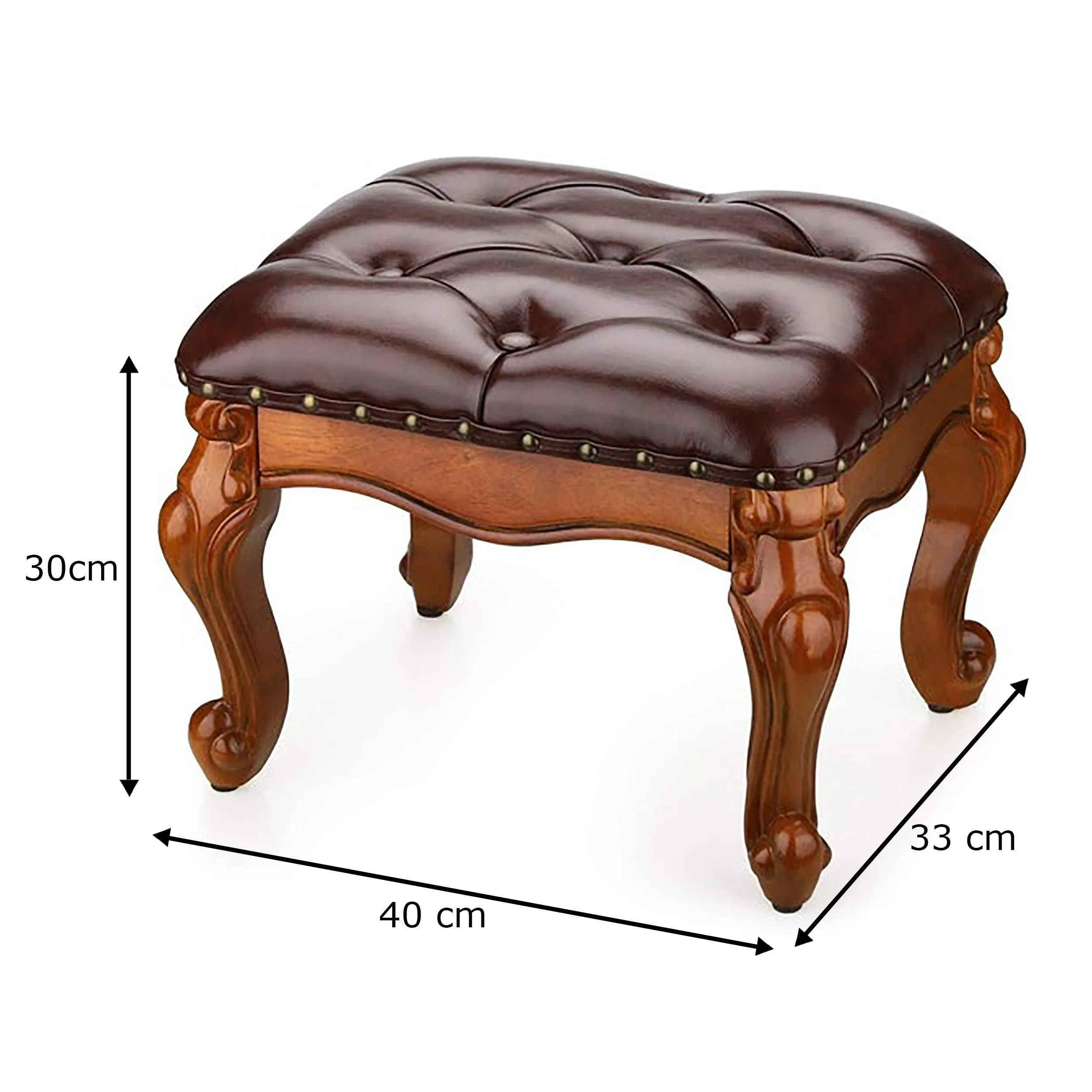 Wooden Twist Squat Teak Wood Small Footrest Pouf & Ottoman Stool