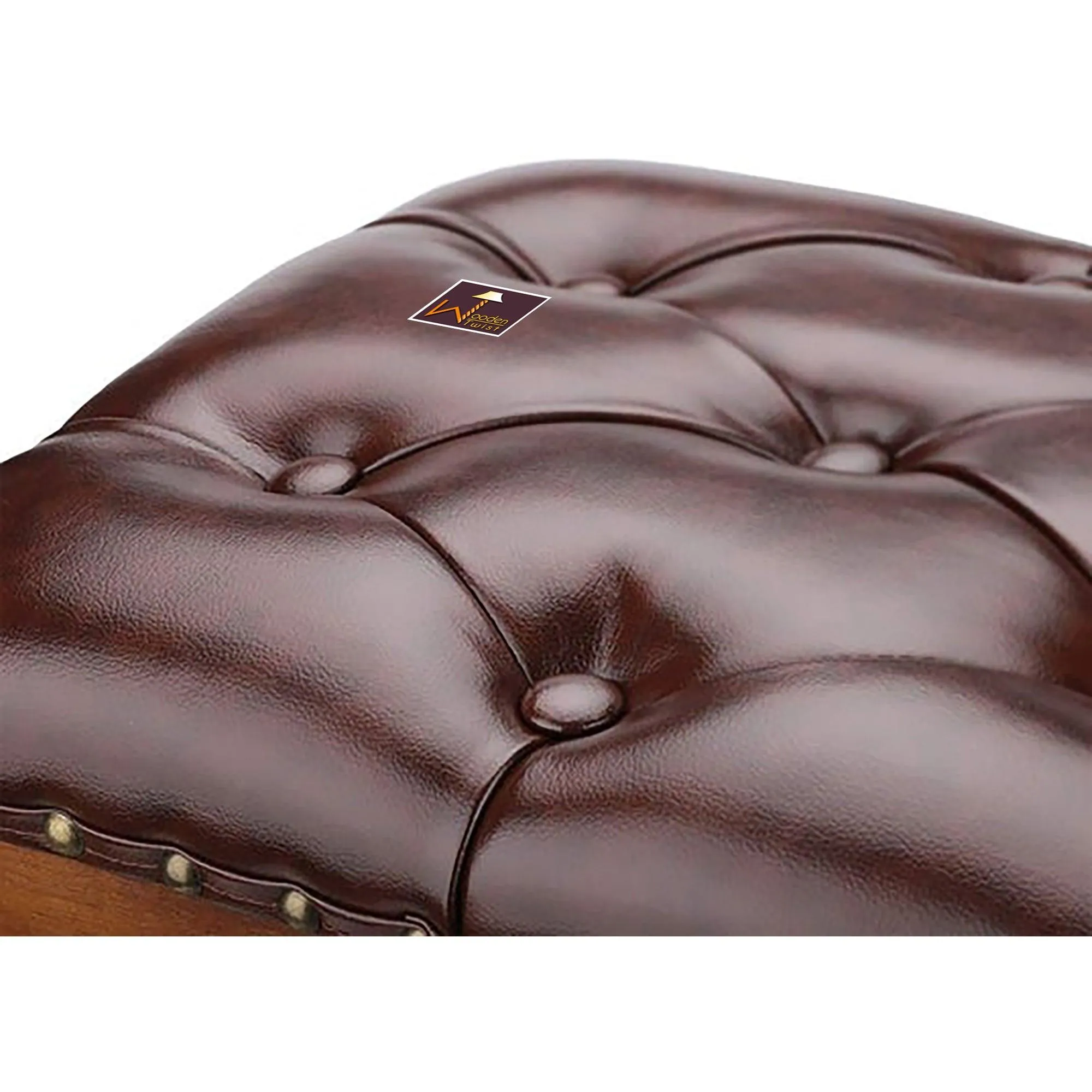 Wooden Twist Squat Teak Wood Small Footrest Pouf & Ottoman Stool