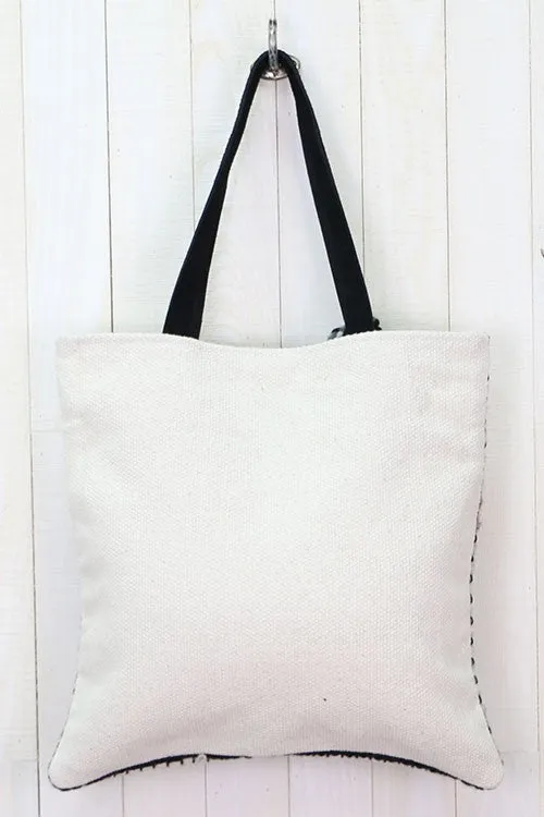 Woven Large Tote With Suede Handles