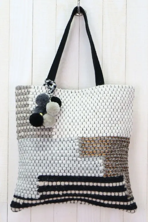 Woven Large Tote With Suede Handles