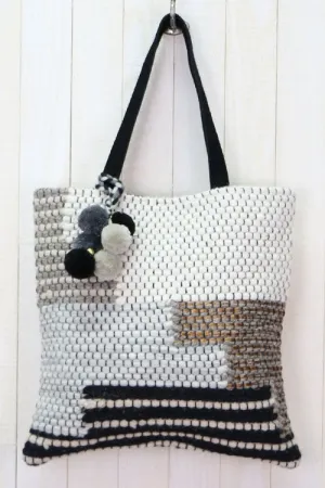 Woven Large Tote With Suede Handles