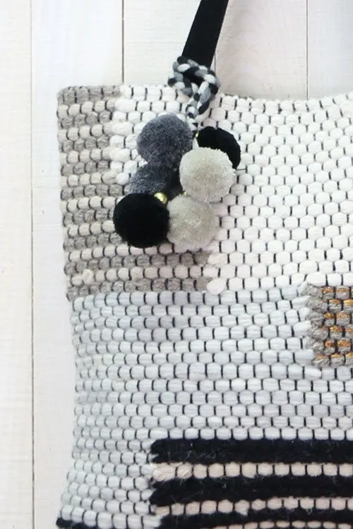 Woven Large Tote With Suede Handles