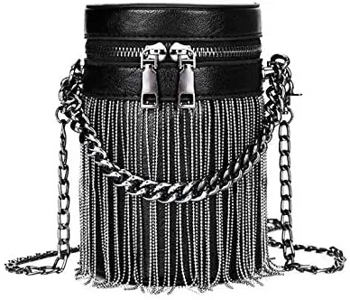 Y2K Punk Bag Tassel Totes Gothic Shoulder Back Rock Fashion Crossbody Black Handbag