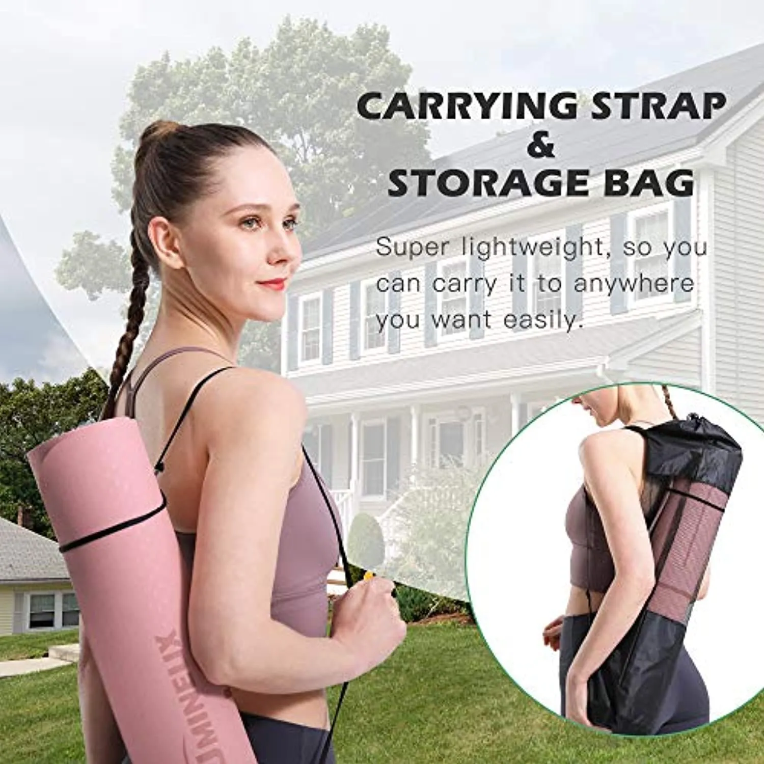 Yoga Mat Non Slip, Pilates Fitness Mats with Alignment Marks, Eco Friendly, Anti-Tear Yoga Mats for Women, Exercise Mats for Home Workout with Carrying Strap