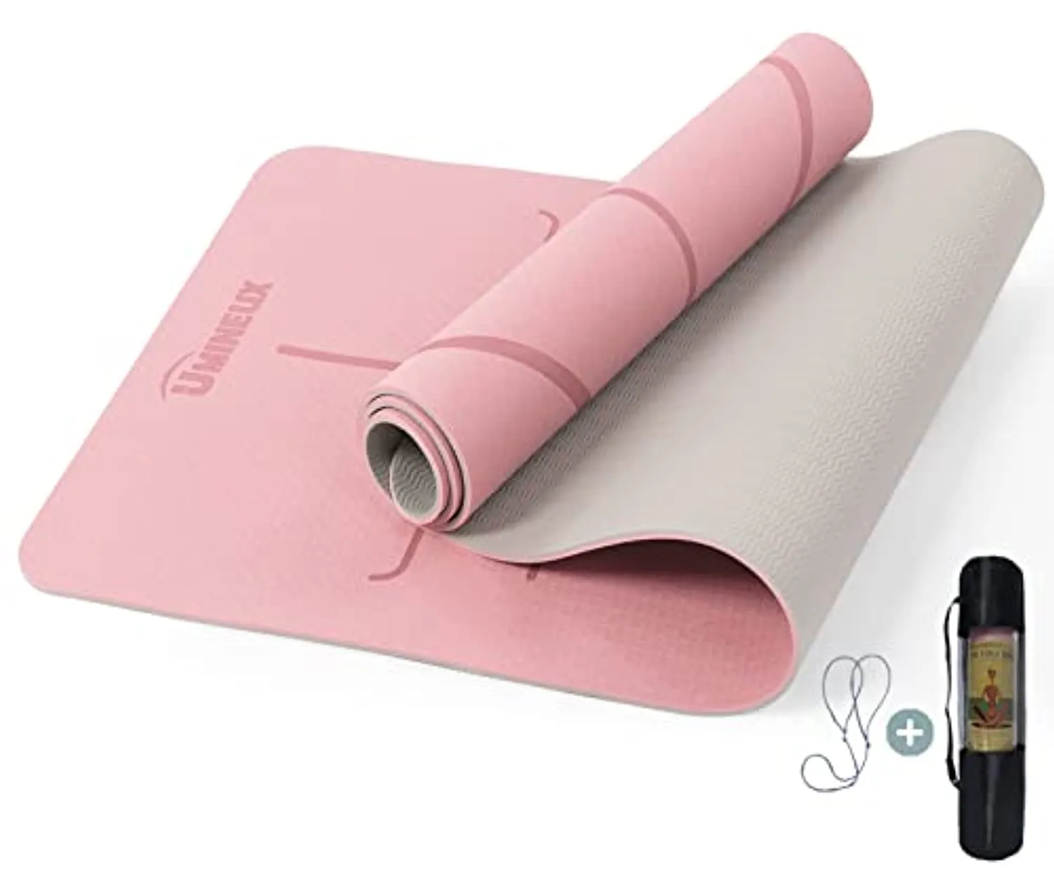 Yoga Mat Non Slip, Pilates Fitness Mats with Alignment Marks, Eco Friendly, Anti-Tear Yoga Mats for Women, Exercise Mats for Home Workout with Carrying Strap