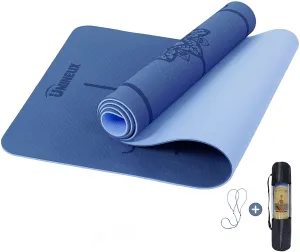 Yoga Mat Non Slip, Pilates Fitness Mats with Alignment Marks, Eco Friendly, Anti-Tear Yoga Mats for Women, Exercise Mats for Home Workout with Carrying Strap