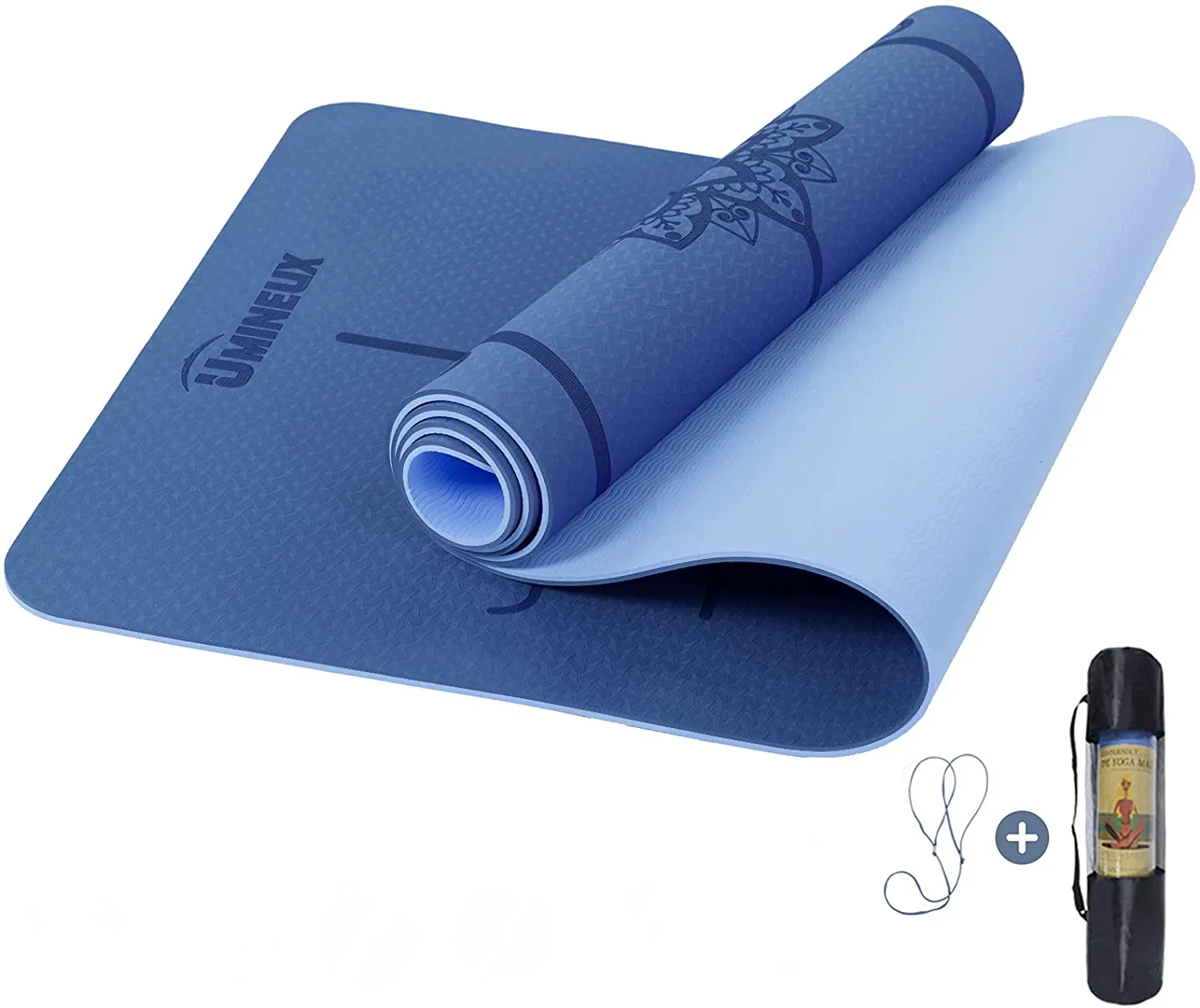 Yoga Mat Non Slip, Pilates Fitness Mats with Alignment Marks, Eco Friendly, Anti-Tear Yoga Mats for Women, Exercise Mats for Home Workout with Carrying Strap