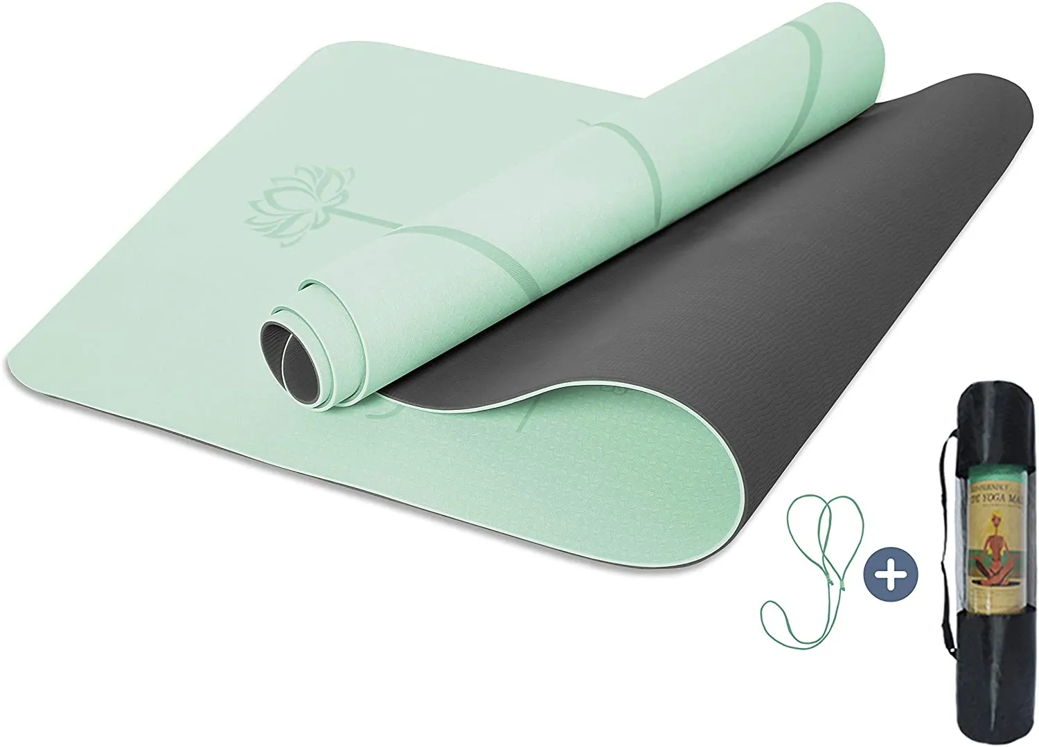 Yoga Mat Non Slip, Pilates Fitness Mats with Alignment Marks, Eco Friendly, Anti-Tear Yoga Mats for Women, Exercise Mats for Home Workout with Carrying Strap