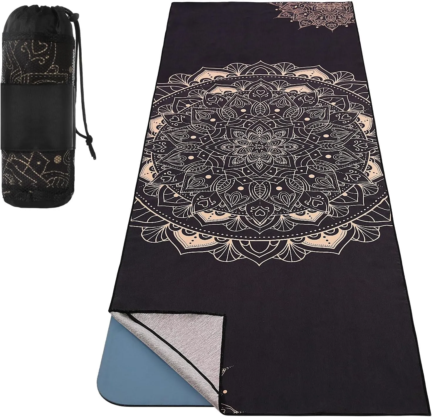 Yoga Towel, Non Slip Hot Yoga Mat Yoga Blanket Printing Pattern Quick Dry with Corner Pocket