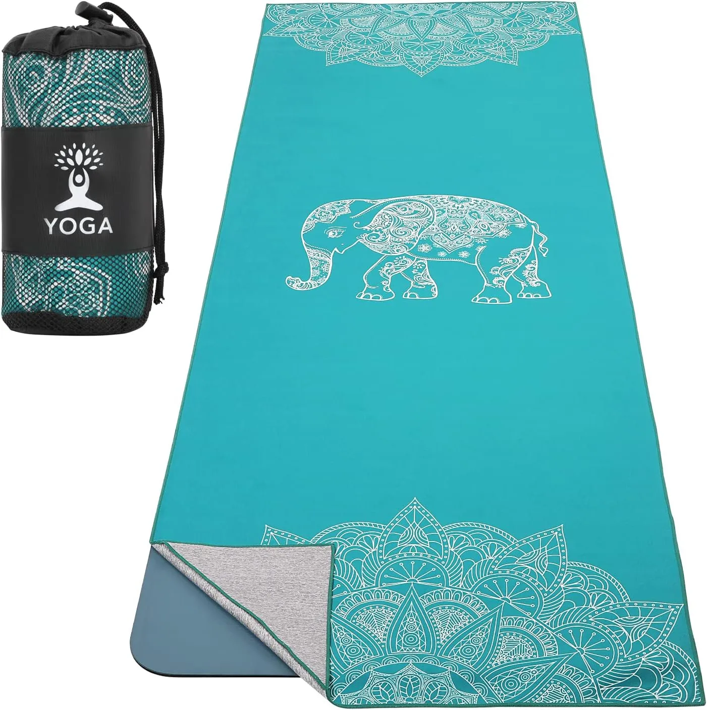 Yoga Towel, Non Slip Hot Yoga Mat Yoga Blanket Printing Pattern Quick Dry with Corner Pocket