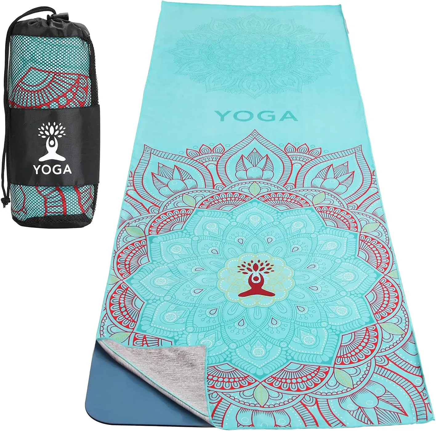 Yoga Towel, Non Slip Hot Yoga Mat Yoga Blanket Printing Pattern Quick Dry with Corner Pocket
